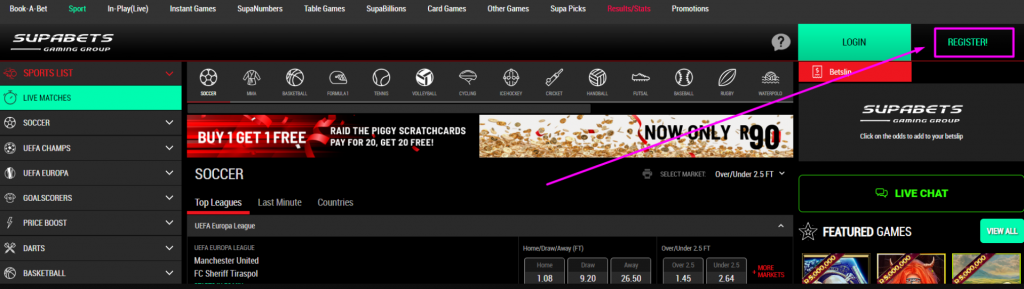 Supabets Aviator Game Register.