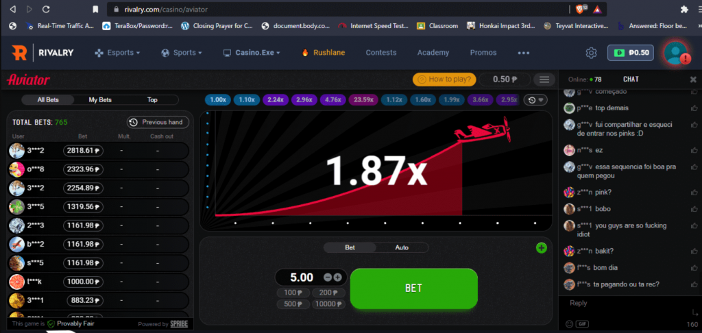 Rivalry Online Casino Aviator Game.