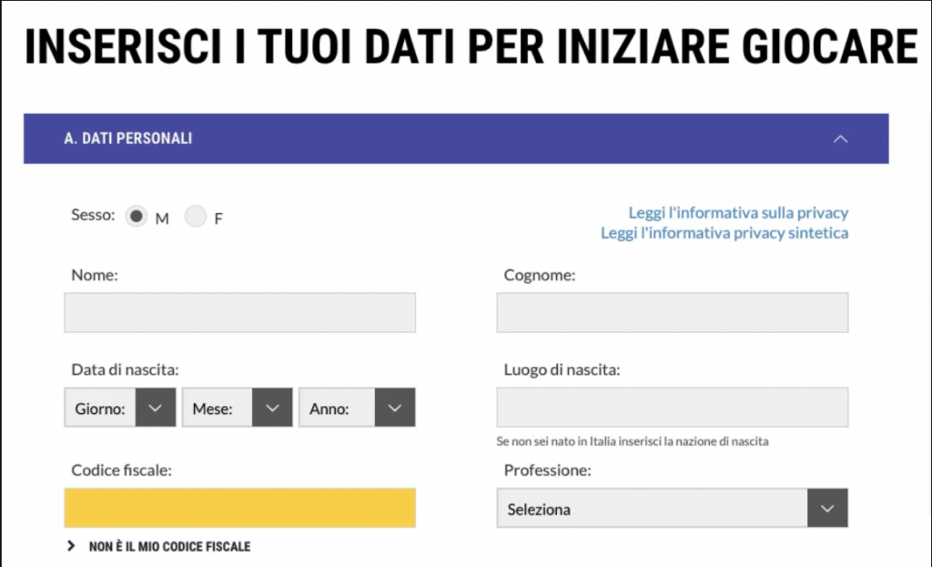 Register LottoMatica Aviator.
